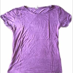 Cable & Gauge Short Sleeve Deep Pink/Purple Short Sleeve Top w Cuffed Sleeves SM